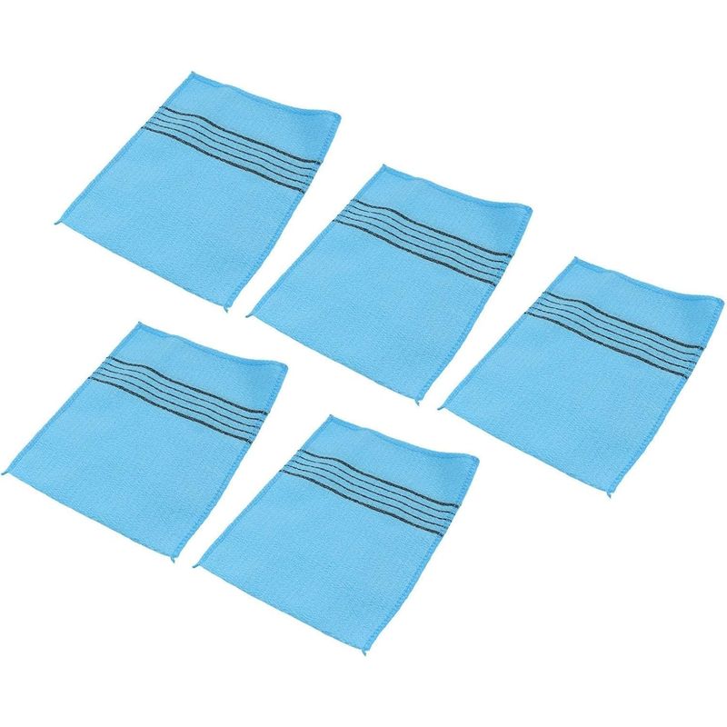 Set Mit 5 Weichen, Koreanischen Peeling-badetüchern Für Das Körperpeeling Aus Schnelltrocknendem Baumwoll-polyester-gewebe (blau)