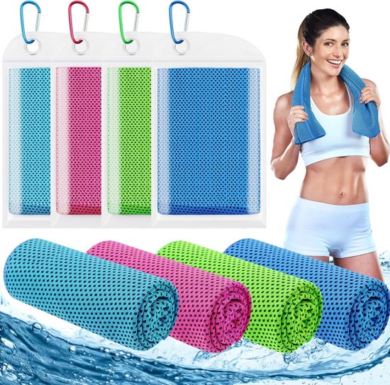 4er-set Kühlhandtücher – 101 X 30 Cm – Sporthandtücher – Mikrofaser – Mit Karabinerhaken