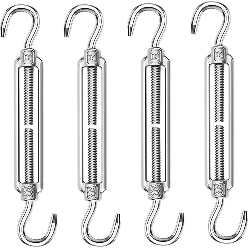 4 Edelstahl-304-m6-seilspannschlösser, Robuste, Verstellbare Spannschlösser, Haken Für Sonnensegel Und Gartenzäune