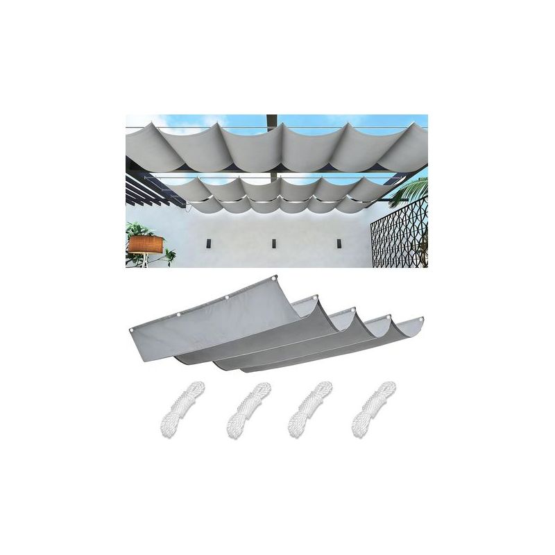 Einziehbares Wellen-sonnensegel, Wasserdichtes Rechteckiges Sonnensegel, Schattierungsnetz, Sonnenschutzplane, Uv-schutz, 2 X 3 M, Hellgrau