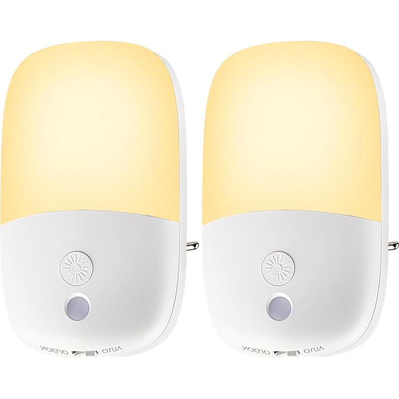 Set Mit 2 Steckdosen-nachtlichtern Mit 5 Einstellbaren Helligkeitsstufen, Ein/aus/auto-modus, Warmgelbes Licht (2700 K) Für Flur, Küche, Badezimmer Und Schlafzimmer