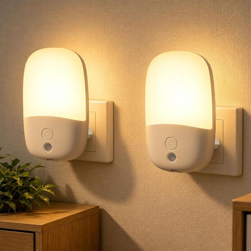 Set Mit 2 Steckdosen-nachtlichtern Mit Dämmerungssensor, 3 Helligkeitsstufen, Auto-/ein-/aus-modus, 2700k Warmweiß, 0,5w, Für Garage Und Flur
