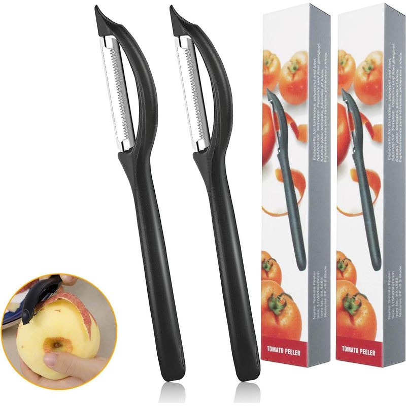 2-teiliges Gemüseschäler-set, Universal-gemüseschäler Mit Scharfen, Gezahnten Klingen, Kartoffelschäler Mit Box, Obstschäler Für Tomaten Und Äpfel