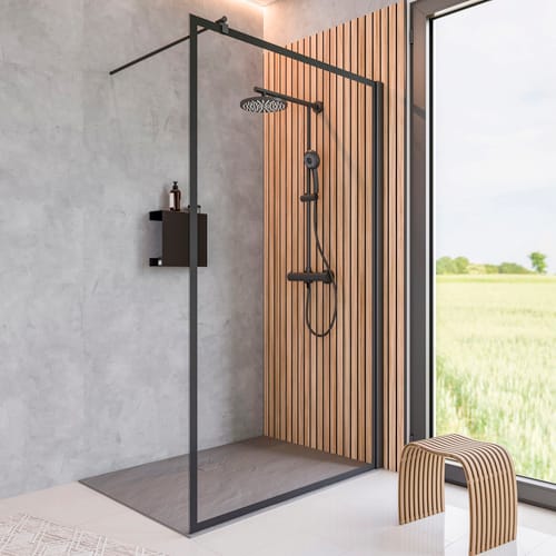 Schulte Walk In Frontteil Alexa Style 2.0 Dekor Frame Mattschwarz 200 x 100 cm