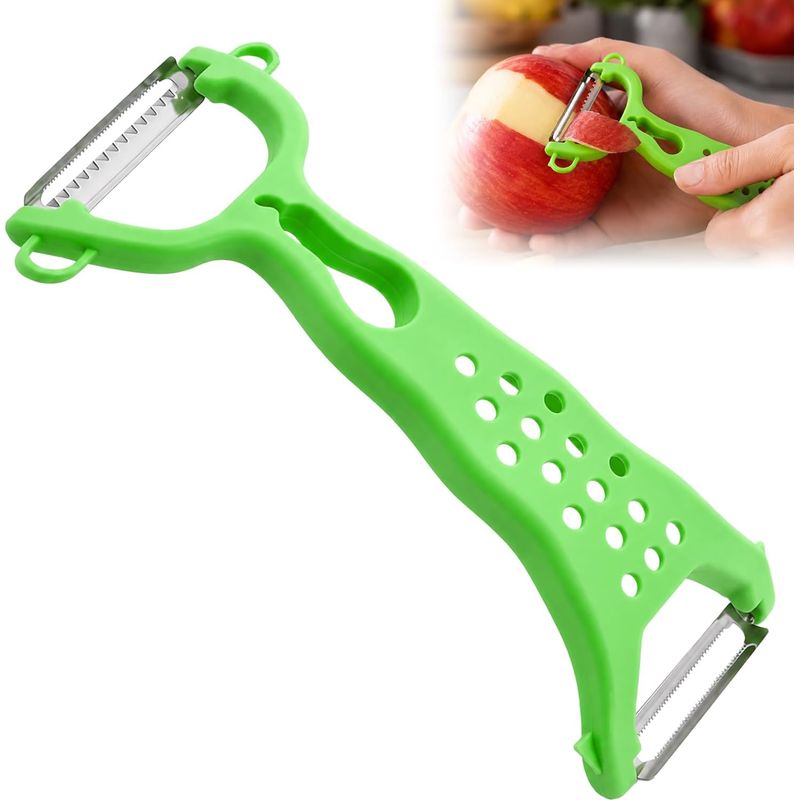 Multifunktions-schäler Aus Edelstahl Mit Doppelter Funktion, Ergonomischem Griff Für Die Zubereitung Von Obst Und Gemüse, Ideal Für Den Täglichen Gebrauch Beim Kochen
