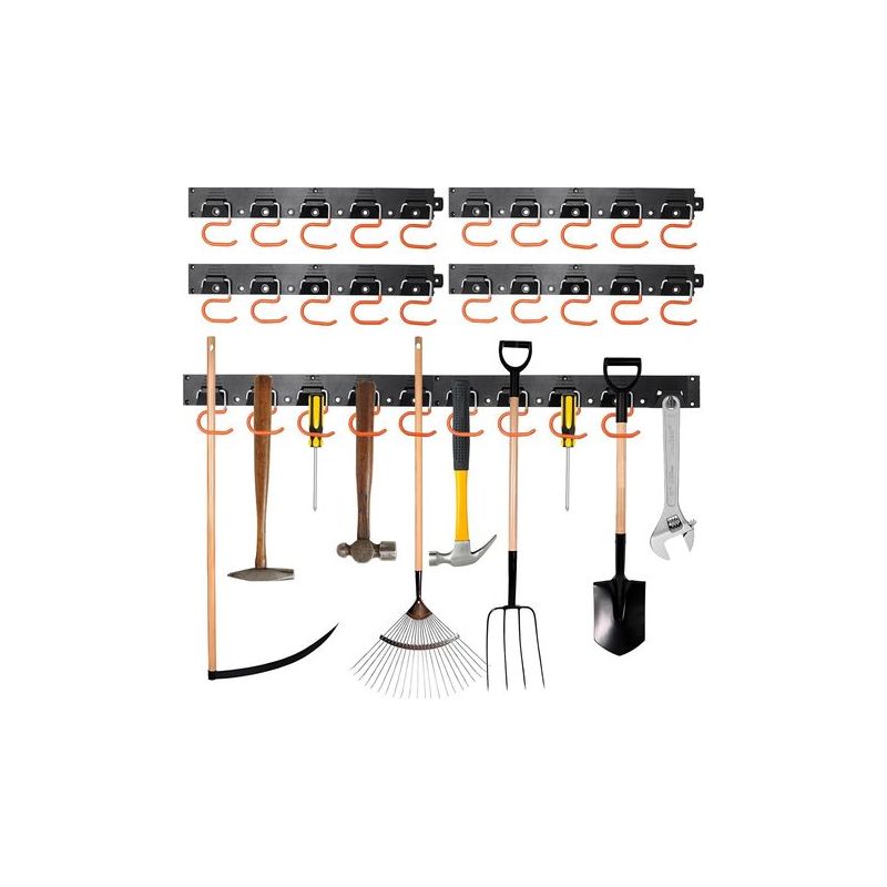 Rnemitery – Anbringbare Aufbewahrungshaken – Garagen-organizer Mit 4 X 41 Cm Abs-schienen – 20 Verzinkte Stahlhaken – Tragkraft Bis Zu 7 Kg