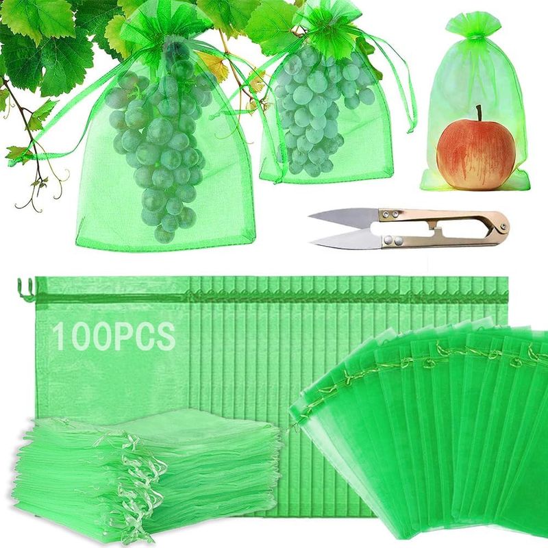 100 Organzabeutel 20×30 Cm Mit Kordelzug, Schutz Für Weintrauben Vor Wespen, Fruchtfliegen, Käfern Und Gartenvögeln