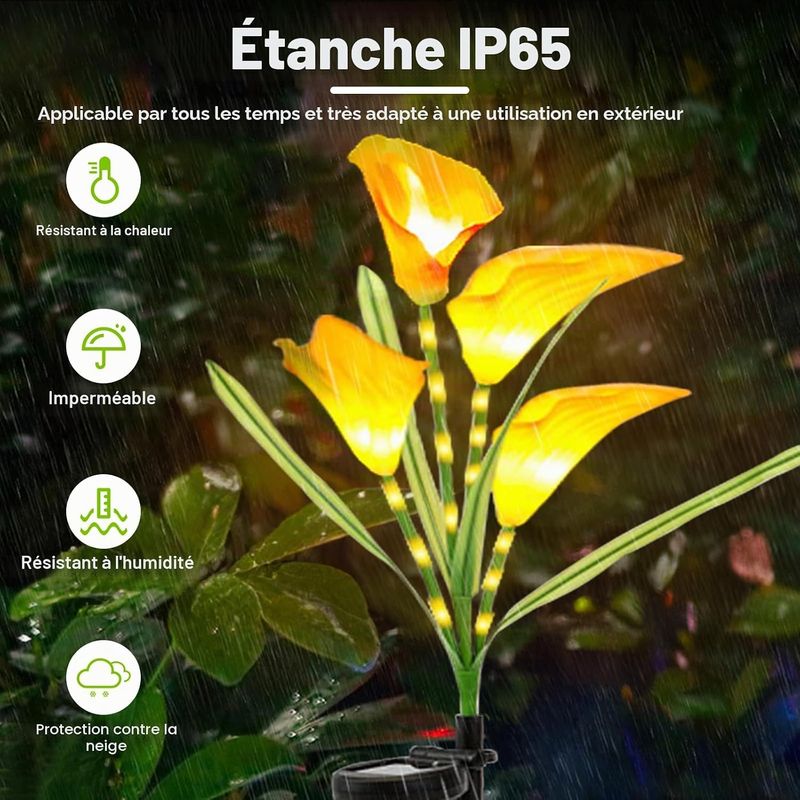 Calla-lilien-solarlampen Mit 32 Leds Und 4 Blüten, Wasserdicht, Für Garten/terrasse/wege.
