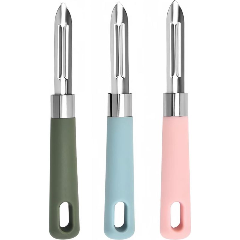 Set Mit 3 Doppelseitigen Edelstahl-sparschälern Mit Zestenreißer, Sparschäler Für Äpfel, Kartoffeln, Tomaten Und Obst & Gemüse