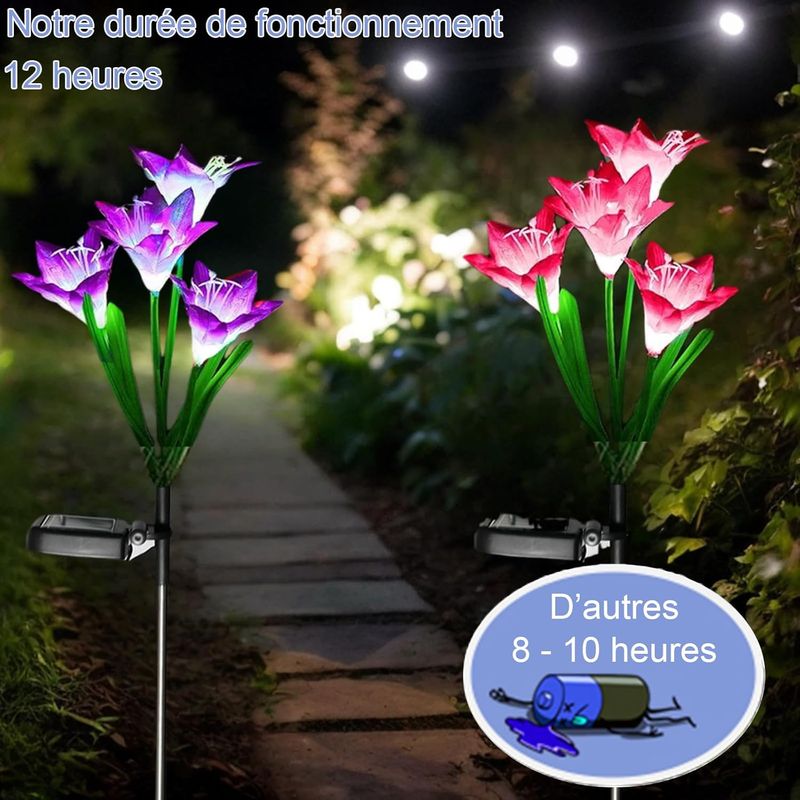 Größere Lilien-solarleuchten, Farbwechselnd, Ip65, Garten/terrasse/einfahrt.