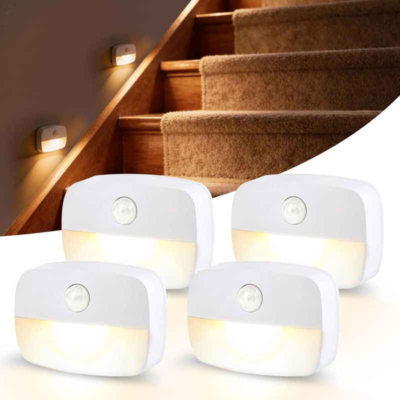 Ammtoo Bewegungsaktiviertes Nachtlicht, Warmweiß 3200-2800k, 3 M Pir-sensor, 30 Sekunden Leuchtdauer, Für Treppenhaus, Flur, Küche Und Kinderzimmer