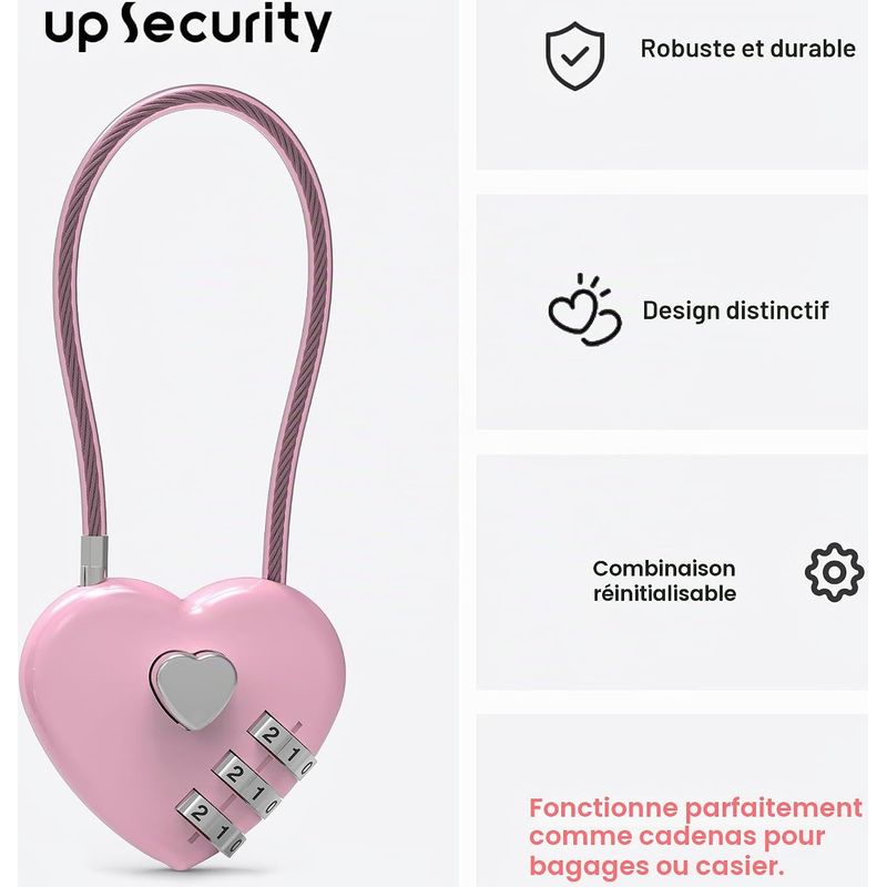 Kleines Vorhängeschloss Für Spinde, Diebstahlsicherung Mit Kabel, Rosa, Für Gepäck/koffer/sporttasche/tasche/kleiderschrank/box/zaun.