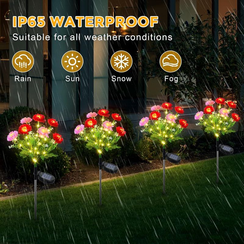 Solar-blumenleuchten Mit 70 Leds, 2 Modi, Wasserdicht, Für Garten/wege/terrasse/patio.