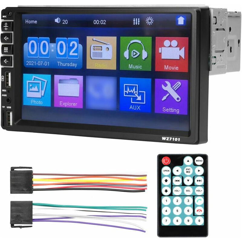 Single-din-autoradio Mit Mp5-player, Bluetooth, 7-zoll-lcd-touchscreen, Unterstützt Tf/usb/aux-in, Mobiltelefonverbindung, Freisprecheinrichtung, Rückfahrkamera, Lenkradfernbedienung (einbauversion V)
