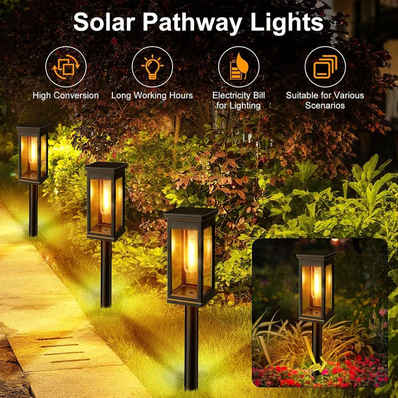 Warmweiße Led-solarleuchten, Ip65, 12-14 Stunden Leuchtdauer, 800mah Akku, Rasen/terrasse/garage.