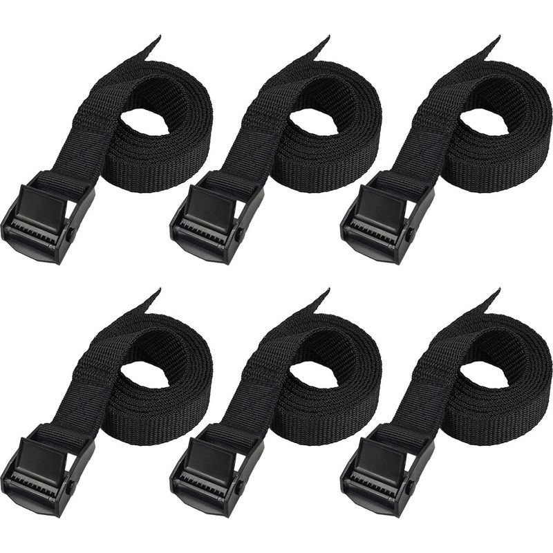 Spanngurte, Gepäckträgergurte – 6 Stück, 2,5 Cm X 1 M – Komplettes Upgrade – Komplett Schwarz – Unterschiedliche Anzahl Und Länge Der Gurte