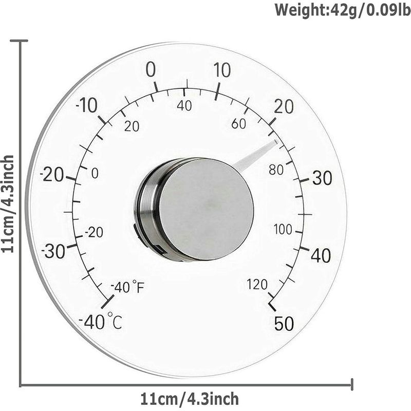 Fensterthermometer (außen/innen), Batterielos, Transparentes Zifferblatt, Genau.