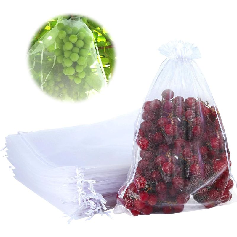 50 Organzabeutel (25 × 35 Cm) Mit Bändern, Netzbeutel Zum Schutz Von Weintrauben, Insekten- Und Schädlingsresistent Für Den Garten