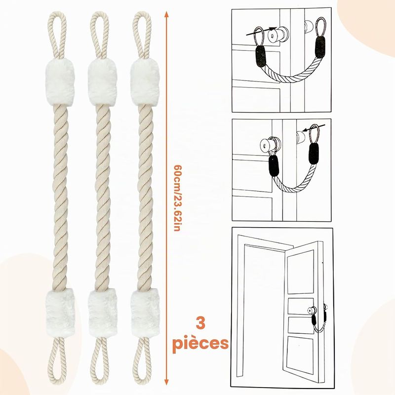 Türstopper Aus Baumwolle, 60 Cm, Einklemmschutz Für Haustiere/kinder, Fingerschutz, Weiß.