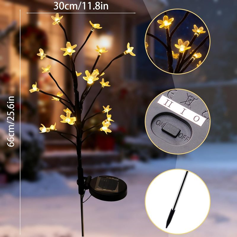 Solar-kirschblütenlichter, Led Ip67, Dekoration Für Wege/rasen/terrasse/zaun.