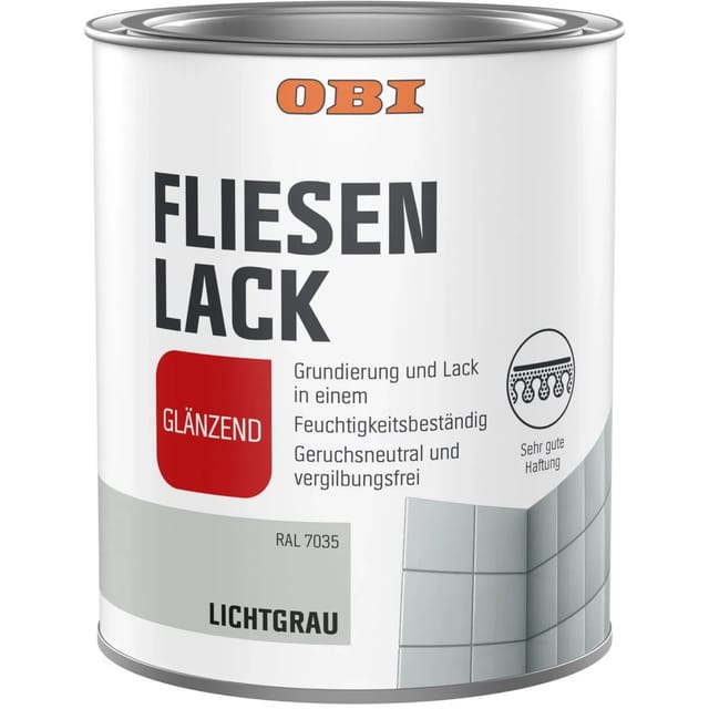 OBI Fliesenlack Lichtgrau Glänzend 750 ml