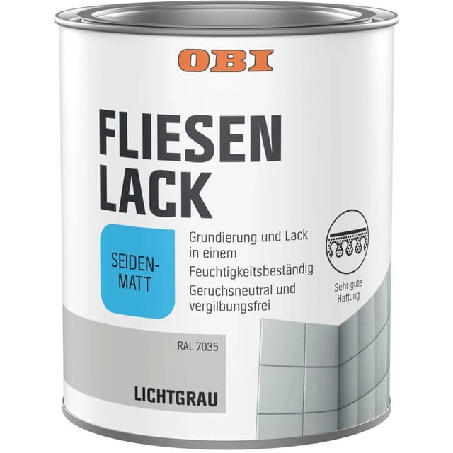 OBI Fliesenlack Lichtgrau Seidenmatt 750 ml