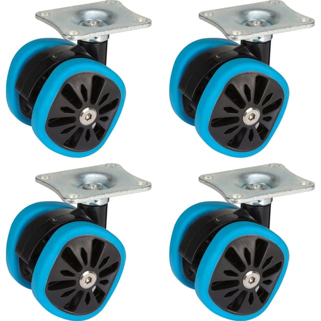Design-Doppelrolle mit eckigem Rad Blau 4er-Set