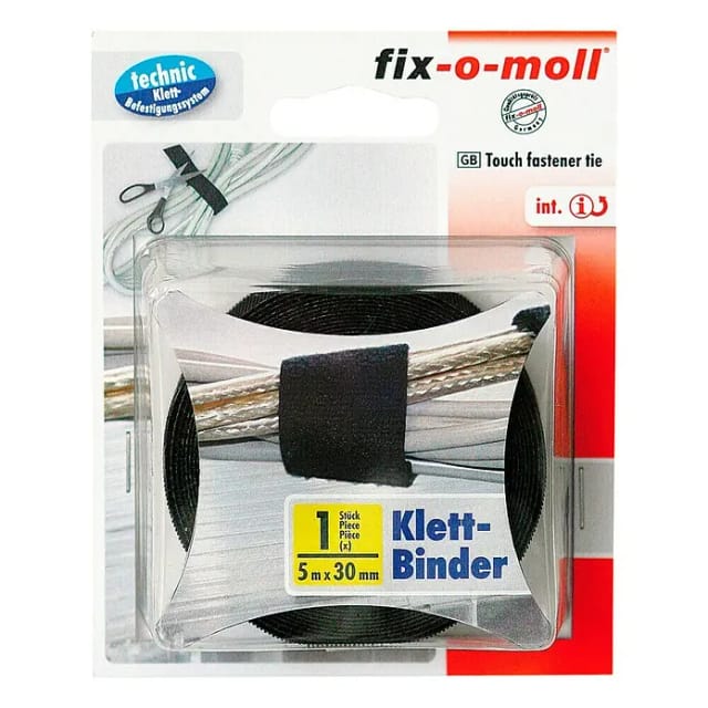 Fix-o-moll Klett-Binder Schwarz 5 m x 30 mm