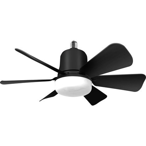 Schwarzer Deckenventilator Mit 6 Flügeln, 30-w-e27-glühbirne, 3-stufigem Dimmerschalter, Energieklasse A, Für Wohnzimmer Oder Schlafzimmer
