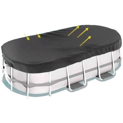 Ovale Poolabdeckung Für Aufstellpools 488 X 305 X 25 Cm - Robuste Sonnen- Und Winterabdeckung, Staubdicht Und Uv-beständig