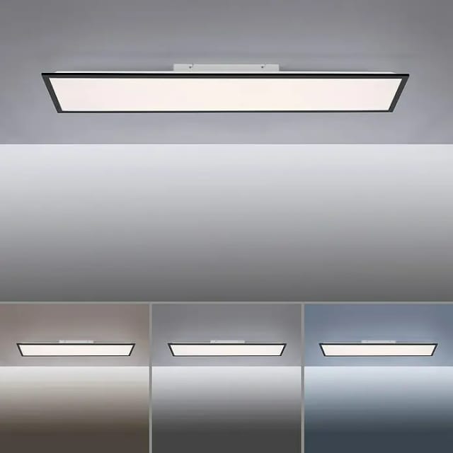 Just Light. LED-Deckenleuchte Flat 119,5 x 29,5 cm Schwarz