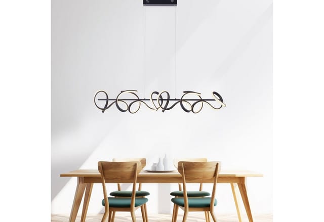 Just Light. LED-Pendelleuchte Curls Schwarz 99 x 21 cm