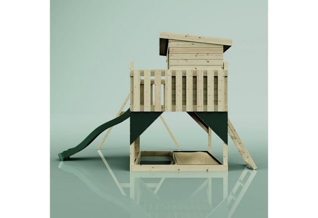 PolarPlay Spielturm Tjorven, mit Kinderschaukel, Dunkelgrün