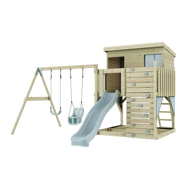 PolarPlay Spielturm Nils, mit Babyschaukel, Eisblau
