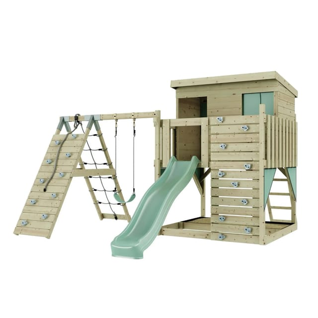 PolarPlay Spielturm Emil, mit Kinderschaukel, Mintgrün