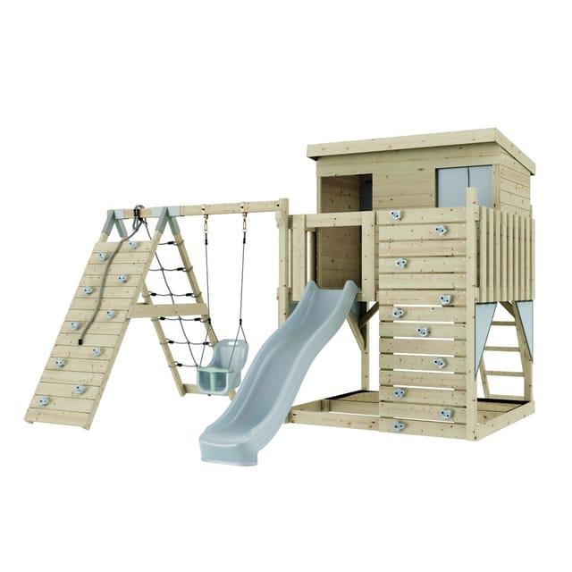 PolarPlay Spielturm Emil, mit Babyschaukel, Eisblau