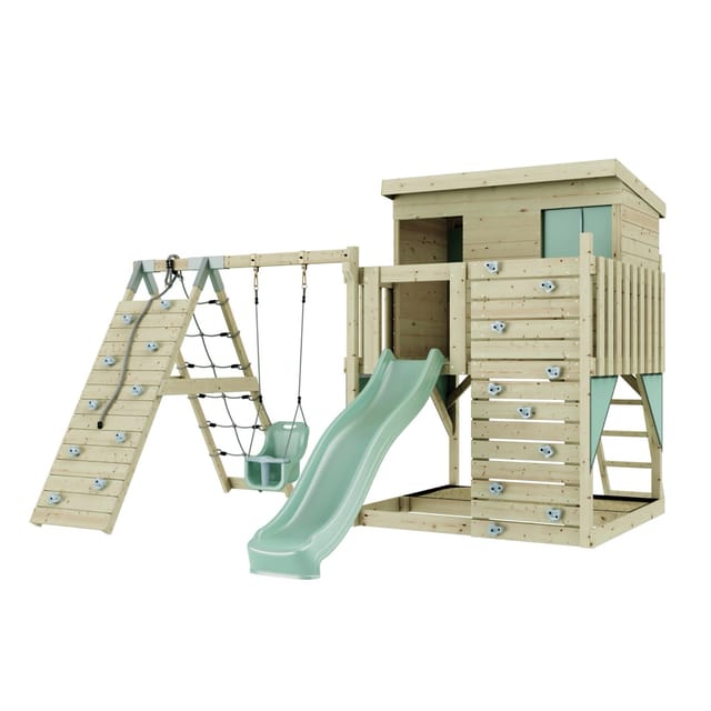 PolarPlay Spielturm Emil, mit Babyschaukel, Mintgrün