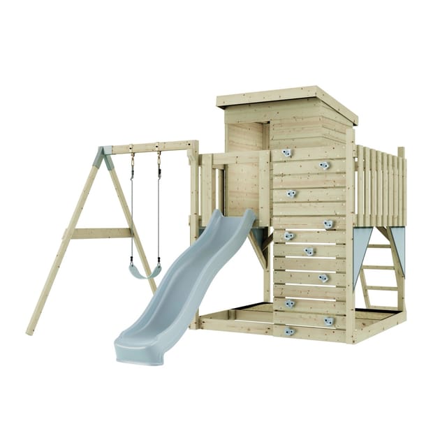 PolarPlay Spielturm Alma, mit Kinderschaukel, Eisblau
