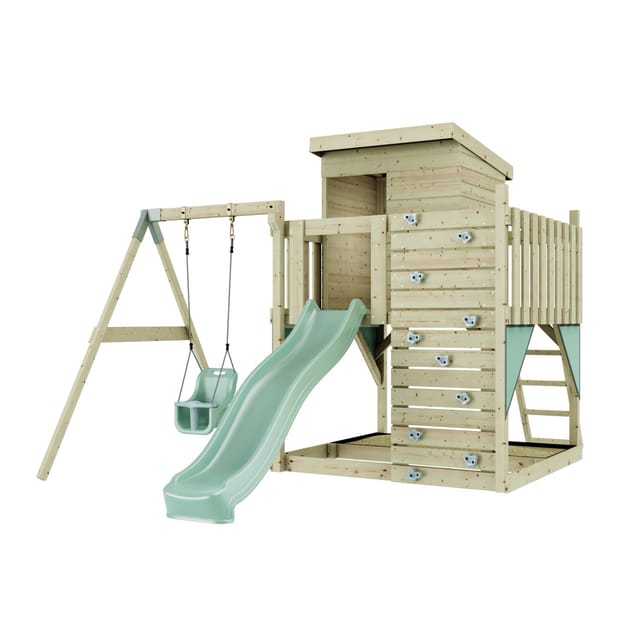 PolarPlay Spielturm Alma, mit Babyschaukel, Mintgrün