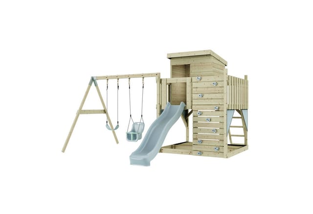PolarPlay Spielturm Björn, mit Babyschaukel, Eisblau
