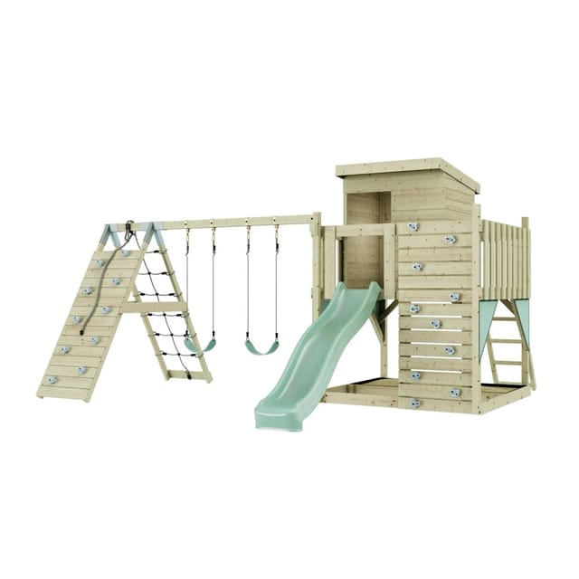 PolarPlay Spielturm Frida, mit Kinderschaukel, Mintgrün