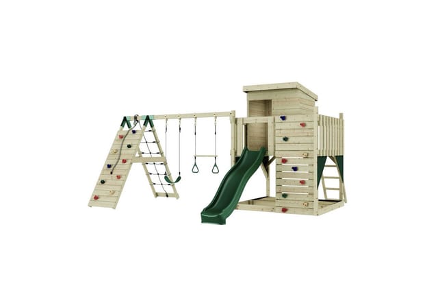 PolarPlay Spielturm Frida, mit Trapezstange, Dunkelgrün