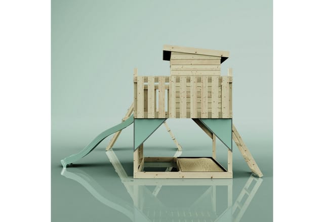 PolarPlay Spielturm Frida, mit Trapezstange, Mintgrün