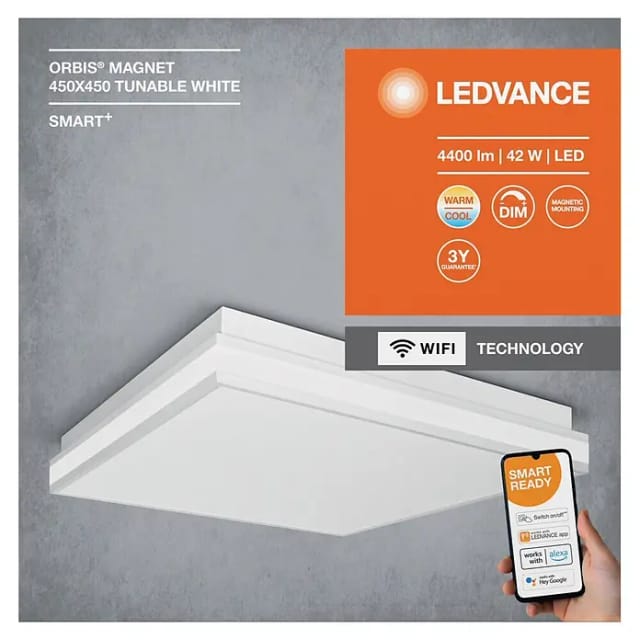 Ledvance Smart+ WiFi Deckenleuchte Orbis Magnet 45 cm x 45 cm Tunable White