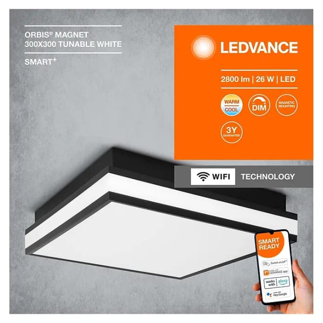 Ledvance Smart+ WiFi Deckenleuchte Orbis Magnet 30 x 30 cm Tunable White