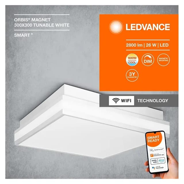 Ledvance Smart+ WiFi Deckenleuchte Orbis Magnet 30 cm x 30 cm Tunable White