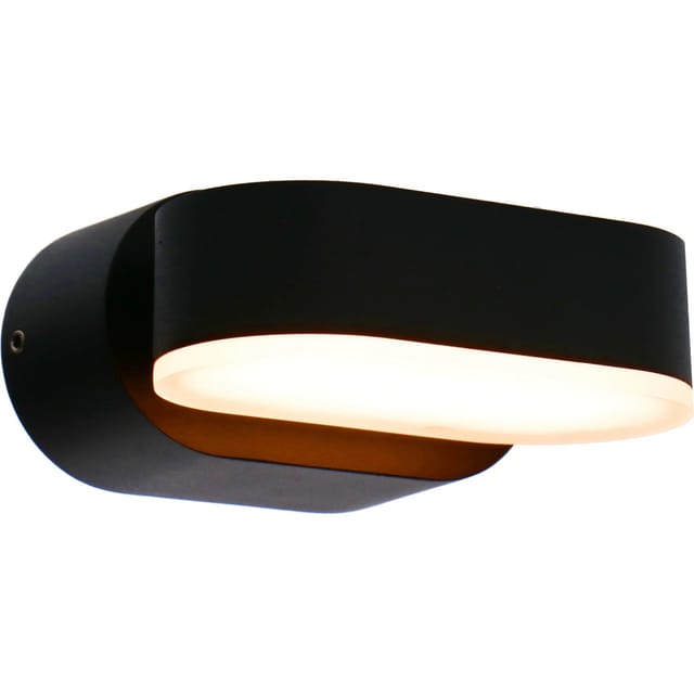 LED`s,ight Außen-Wandleuchte Oval Drehbar Schwarz