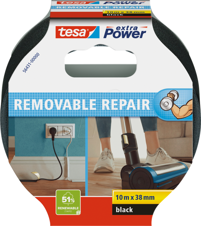 Tesa Extra Power Eco Repair Schwarz 10 m x 38 mm