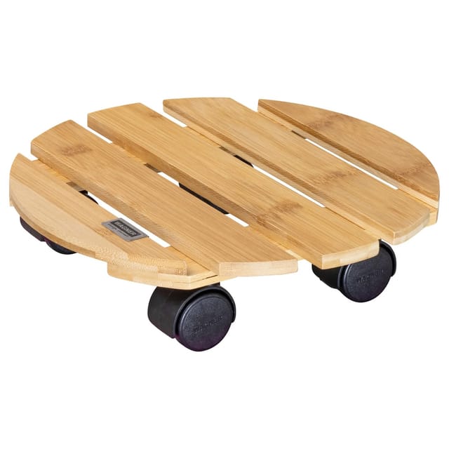Wagner Pflanzenroller Bambus Tragkraft 100 kg Ø 29 cm Holz Hell