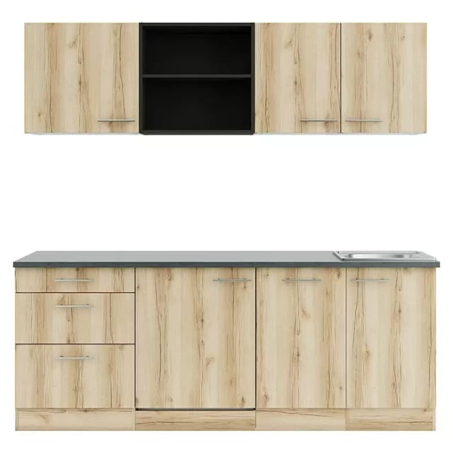 OPTIFIT Livorno290 Küchenzeile 210 cm ohne E-Geräte Wildeiche Nachbildung